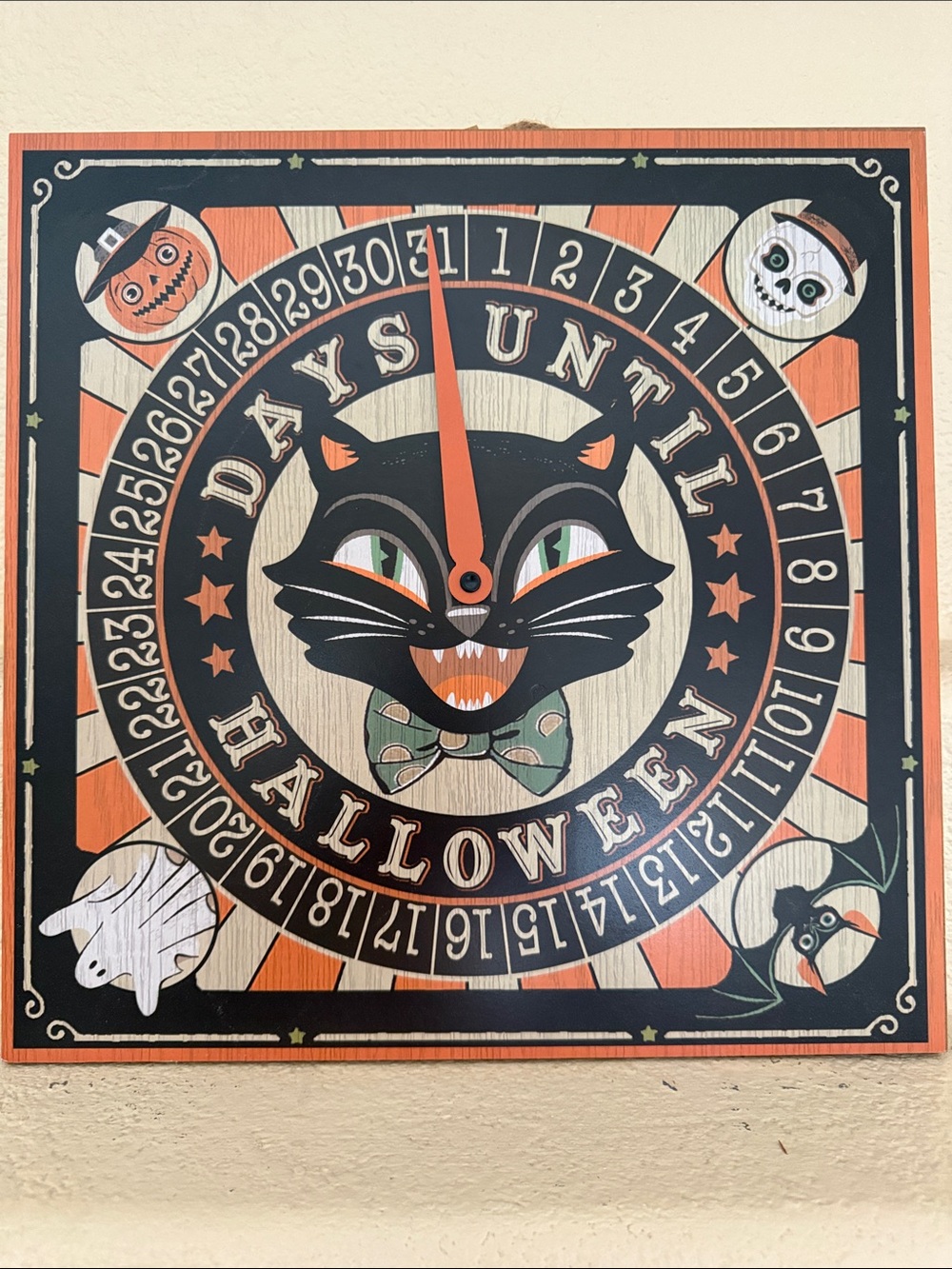 Ashland Vintage Spirits Black Cat, Orange & Cream Halloween Countdown Wall Clock
